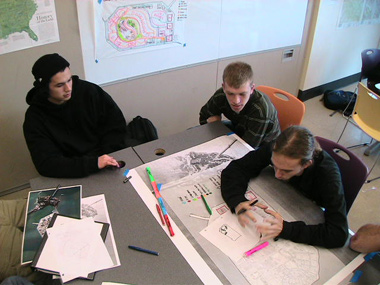 Andre, Galen, and Alex sketching