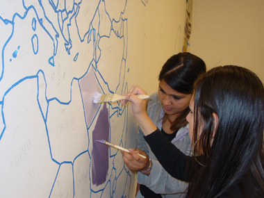 Jessica and Karen painting